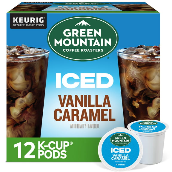 Green Mountain Coffee Roasters, ICED Vanilla Caramel Flavored Iced K-Cup Coffee Pods, 12 Count
