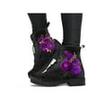 thumbnail image 5 of Woobling Ladies Leather Boot Lace Up Ankle Boots Vintage Short Bootie Outdoor Booties Non Slip Floral Comfortable Purple Rose 6.5, 5 of 6