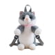 thumbnail image 3 of Mochila con forma de gato para viajes y calle, regalo para mujeres. Mochila de peluche realista con forma de animal. Gris, 3 of 9