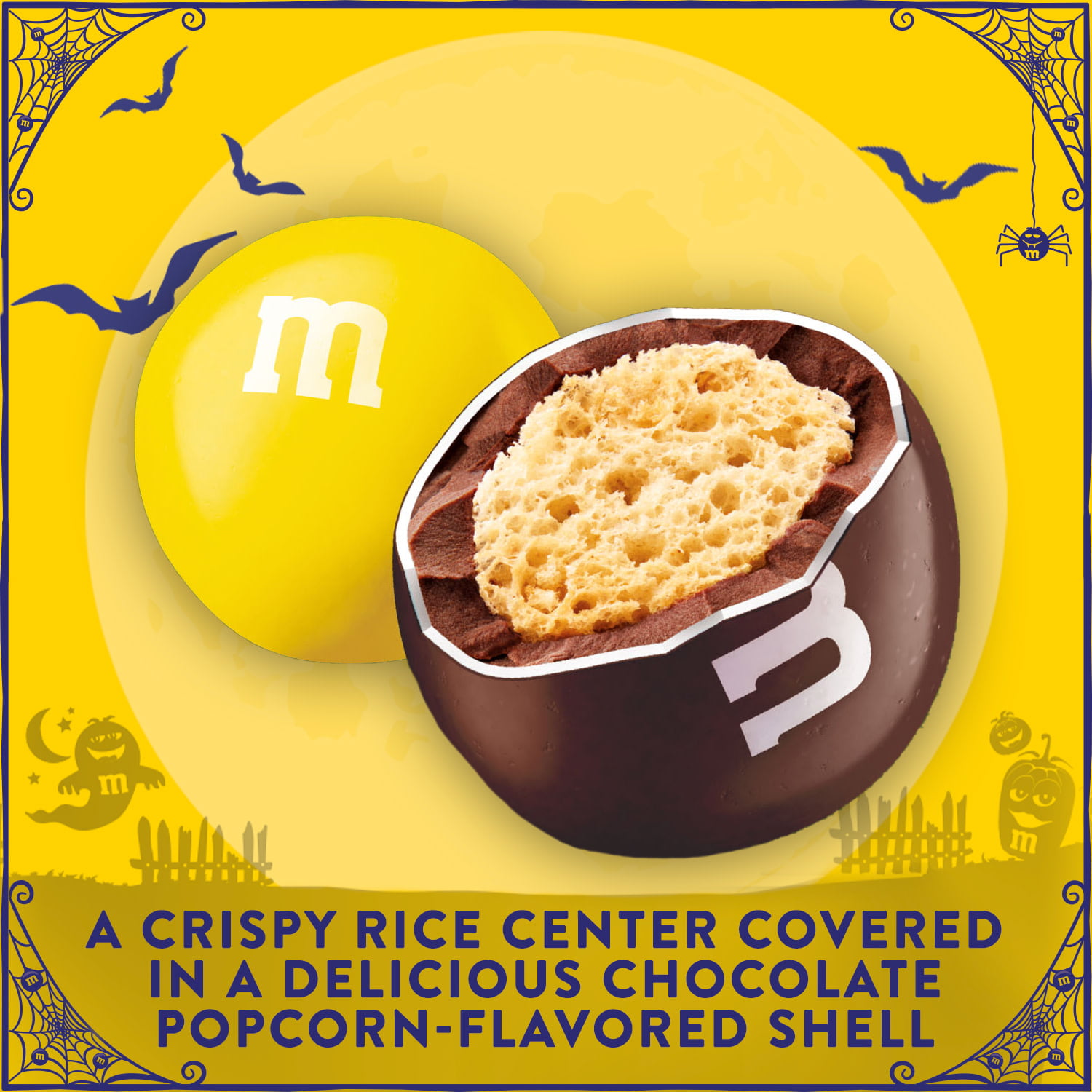M&M's Milk Chocolate Popcorn Crisp Rice Center Halloween Candy