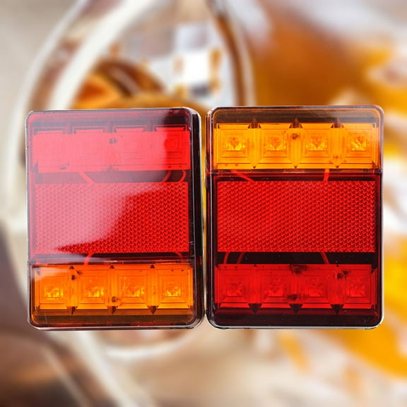 KONTONTY Red Yellow Round 1 Pair 120x95x22mm Plastic LED DC12V Brake Tail Light for Truck Trailer RV