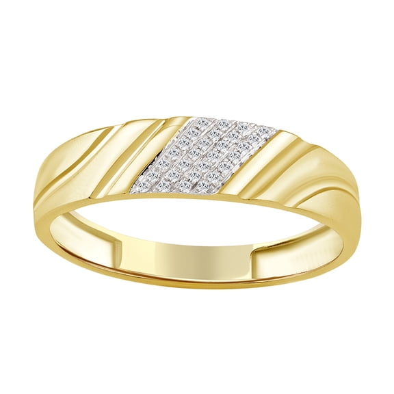 10K Yellow Gold 0.04ct Round Diamond Mens Band