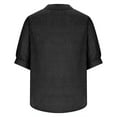 thumbnail image 5 of Timegard Womens Cotton Linen Tops Round Neck 1/2 Sleeve Button Lightweight Loose Casual Tops Summer, 5 of 6
