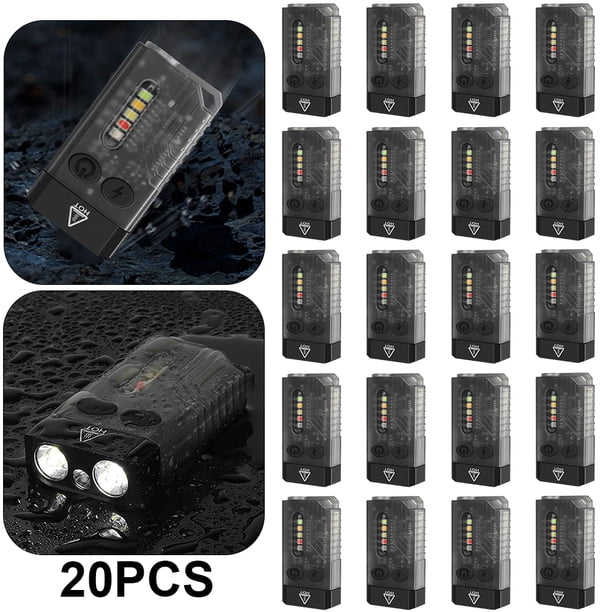 JShteea Mini Linternas EDC 1000LM UV Alarma Zumbador Antorcha (negro Transparente)