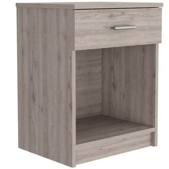 Pictor Nightstand with 1 Drawer, Shelf, Light Gray