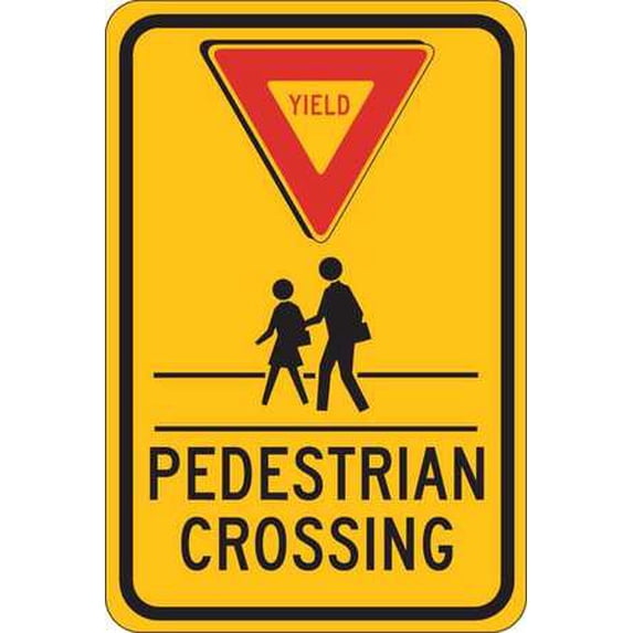 BRADY 124398 Traffic Sign,18 x 12In,Blk and Red/Yllw