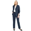 Jessica London Women's Plus Size Two Piece Single Breasted Pant Suit Set - 34 W, Navy Blue