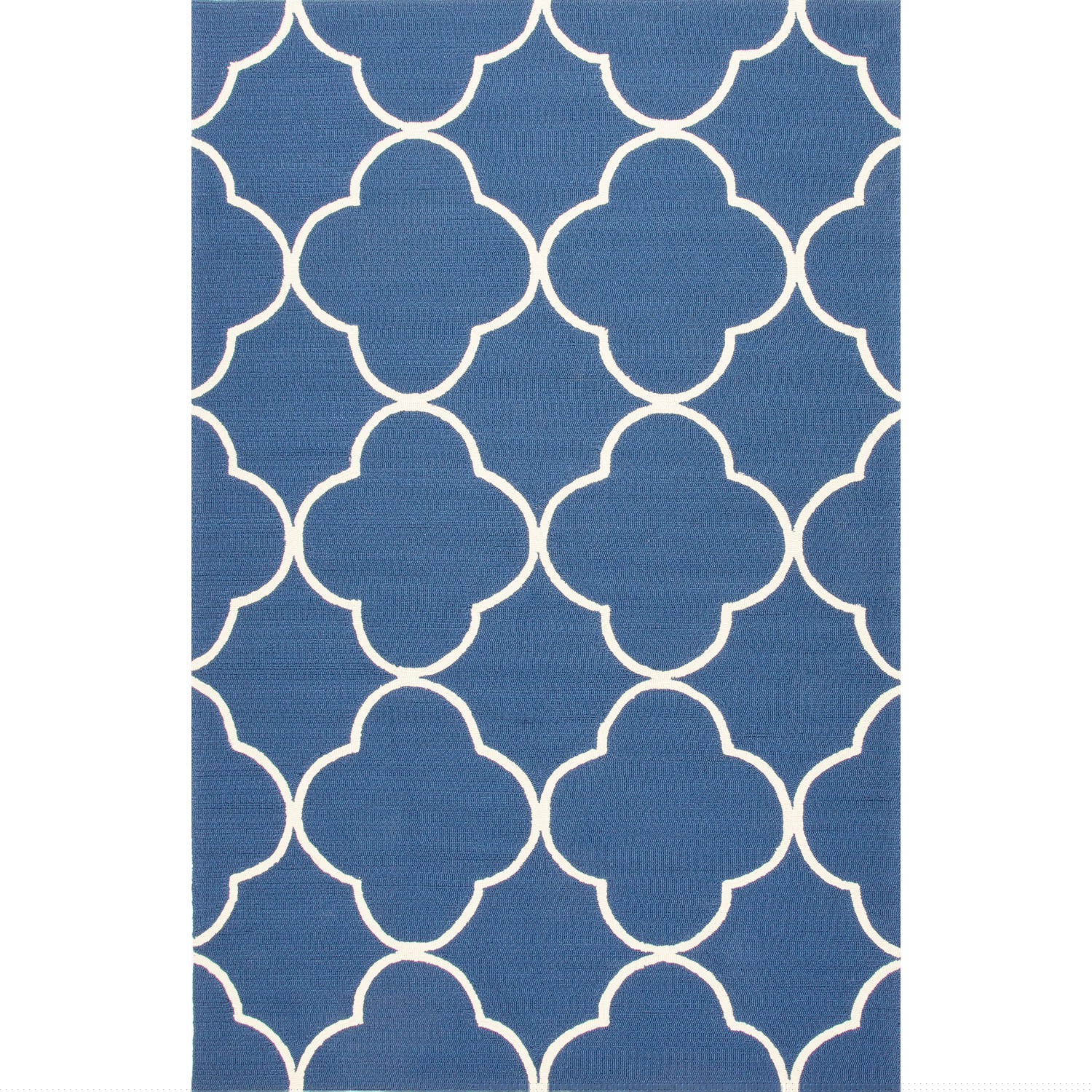 Indoor/Outdoor Trellis, Chain And Tile Pattern Blue Polypropylene Area