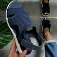 thumbnail image 3 of Anuirheih Sandals for Women Summer Flats, Breathable Elastic Ankle Strap Dress Flats Shoes Casual Mesh Open Toe Beach Sandal Outdoor Sports(Dark Blue), 3 of 4