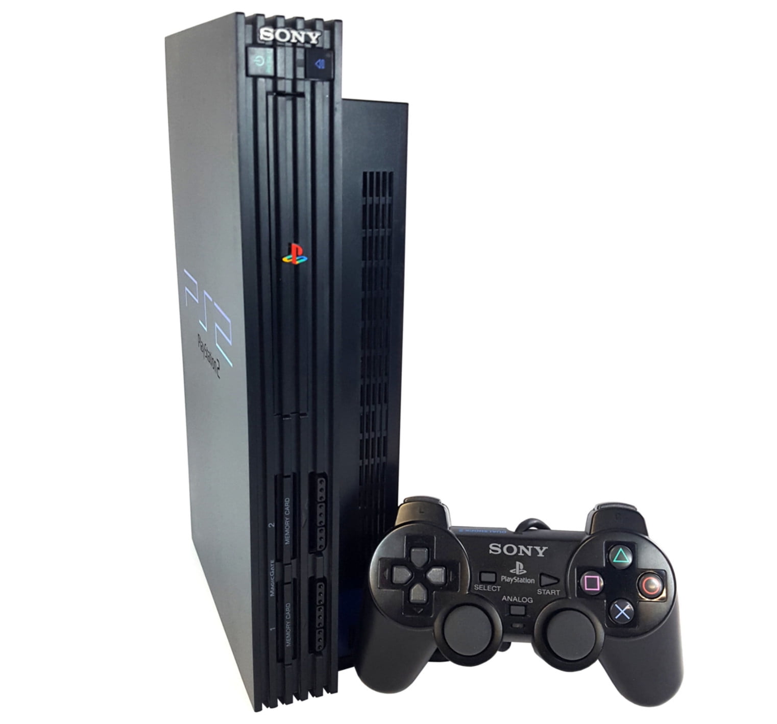 ps2 console with 2 controllers
