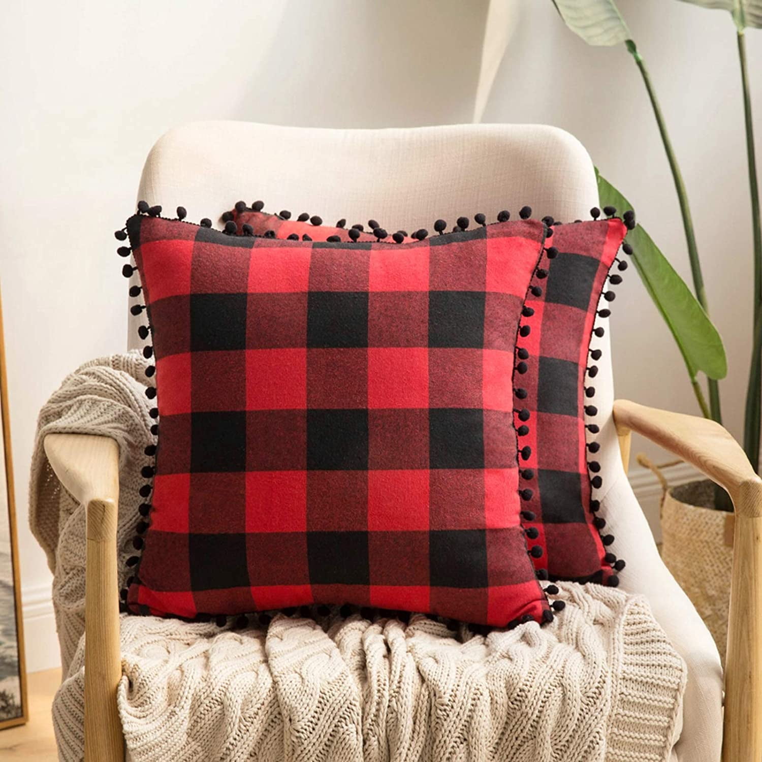 checked pillow case