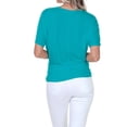 thumbnail image 4 of Womens Solid V-Neck Boat Neck Dolman Top with Side Shirring Drape Tunic Short Sleeve, 4 of 5