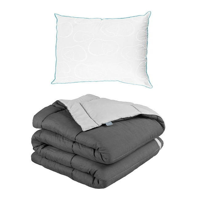 Edredón Dos vistas Individual Rogga Gris Oxford - Gris Perla + Almohada Osos