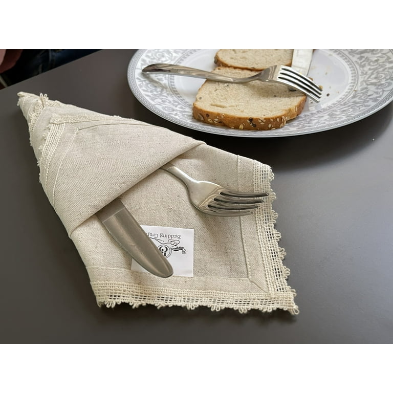 Flax Linen Cotton Cloth Dinner Napkin 18x18 with Lace 18x18 Linen