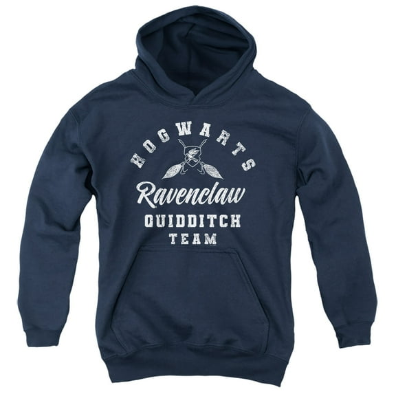 Harry Potter Ravenclaw Quidditch Youth Kids Boy/Girls Pull-Over Hoodie, Navy, Medium
