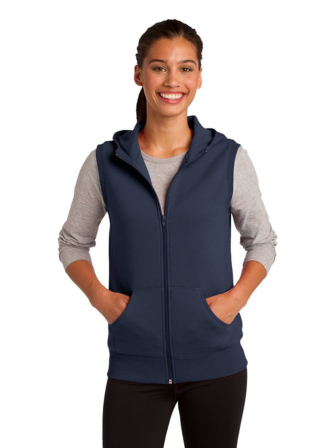 womens navy fleece vest