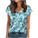 thumbnail image 1 of Blusas para las Mujeres Casual Impreso Manga Corta Cuello en V Suéter Superior, Camiseta Ligera de Verano, 1 of 6