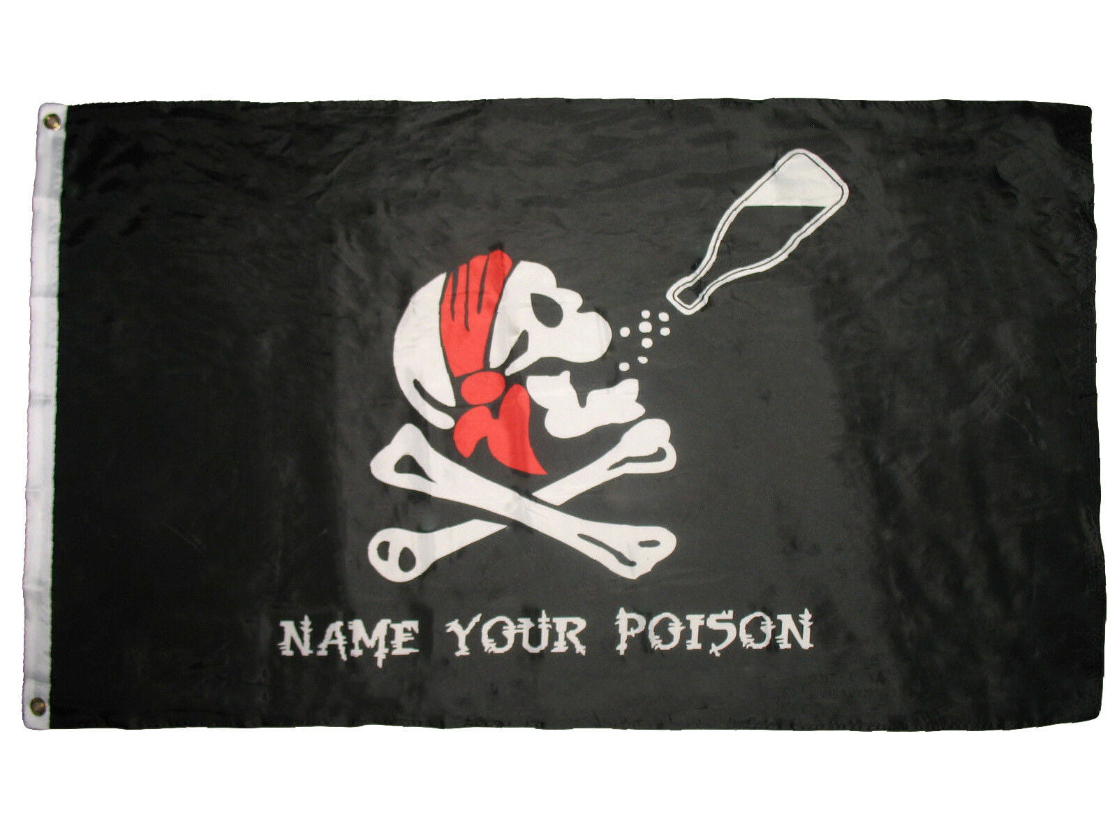 3x5 Jolly Roger Pirate Choose Your Poison Red Flag 3'x5' Banner Brass Grommets 