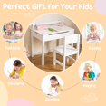 thumbnail image 3 of LDHF Kids Table and Chair Set, Flip Top Kids Art Craft Table w/Chair for Playroom Kindergarten, Toddler Drawing Writing Desk Set w/Paper Roll & 2 Markers, Gift for Boys Girls Ages 3+ (White), 3 of 4
