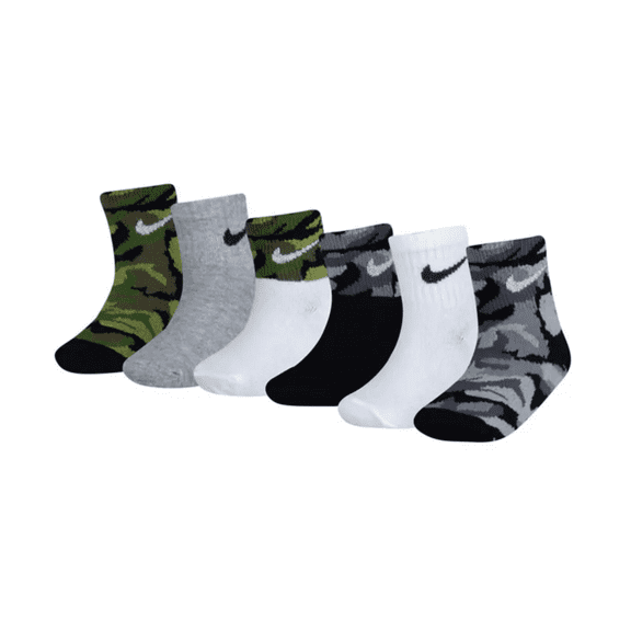 Nike Baby Boys' Size 12-24M 6-Pack Lightweight Ankle Socks in Camo