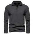 thumbnail image 1 of Men Casual Solid Color V Neck Lapel Long Sleeve Base Shirt for Everyday Comfort and Versatile Layering, 1 of 8