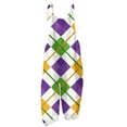 thumbnail image 4 of Dresfit Women's Mardi Gras Overalls Sleeveless Adjustable Strap Romper 2026 Patchwork Wide Leg Carnival Jumpsuit Loose Petite Outfits White 3XL, 4 of 4
