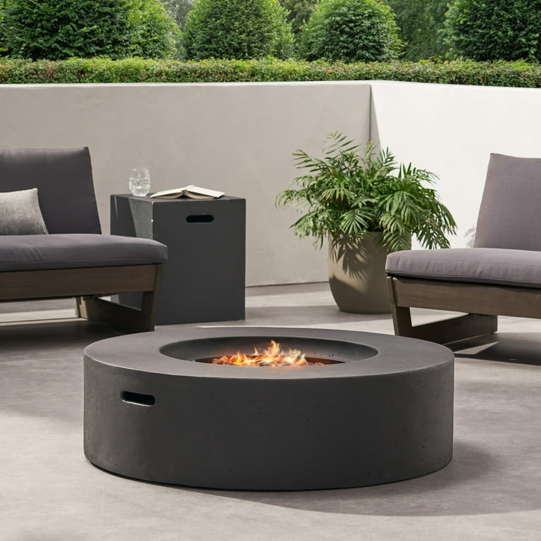 Hayes Circular 50K BTU Outdoor Gas Fire Pit Table with Tank Holder, Grey Hayes Circular 50K BTU Outdoor Gas Fire Pit Table with Tank Holder, Grey