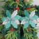 thumbnail image 4 of Decoración navideña con lentejuelas y flores | Arreglo floral de nailon artesanal con encaje, cascabeles y bordes dorados | Elegante adorno para árbol de Navidad para decoración navideña, 4 of 6