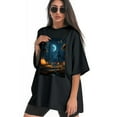 thumbnail image 3 of Plus Size Shirt for Women Black Tops for Women Short Sleeves Shirt for Women Camping Scene In A Forest T Shirt Crewneck Shirt for Women XL, 3 of 5