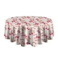 thumbnail image 5 of Pink Bows and Baseballs Pattern Round Tablecloth 60"x60",Wrinkle Wipeable Table Cloth for Kitchen Dining Room Picnic Patio Party, 5 of 6