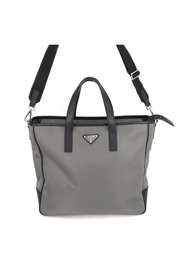Pre-Owned Prada Triangle Tote Bag Tessuto Saffiano Re-Nylon Nylon 2VG064 PRADA Black Handbag
