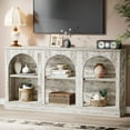 thumbnail image 3 of Tribesigns Farmhouse Console Table, 63-inch 3 Tier Entryway Table with Storage, Wooden Sofa Console Behind the Couch for Hallway, Distressed White, 3 of 12