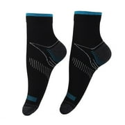 3 PAIR Plantar Fasciitis Socks Black/Blue Heel Pain Foot Pain Relief Arch Support Running Gym Compression Foot Socks & Low Cut Foot Sleeves by Juniper's Secret (Large)