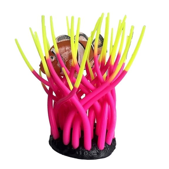 Sporn Fish Anemone Aquarium Ornament, Multi-Color Silicone Material