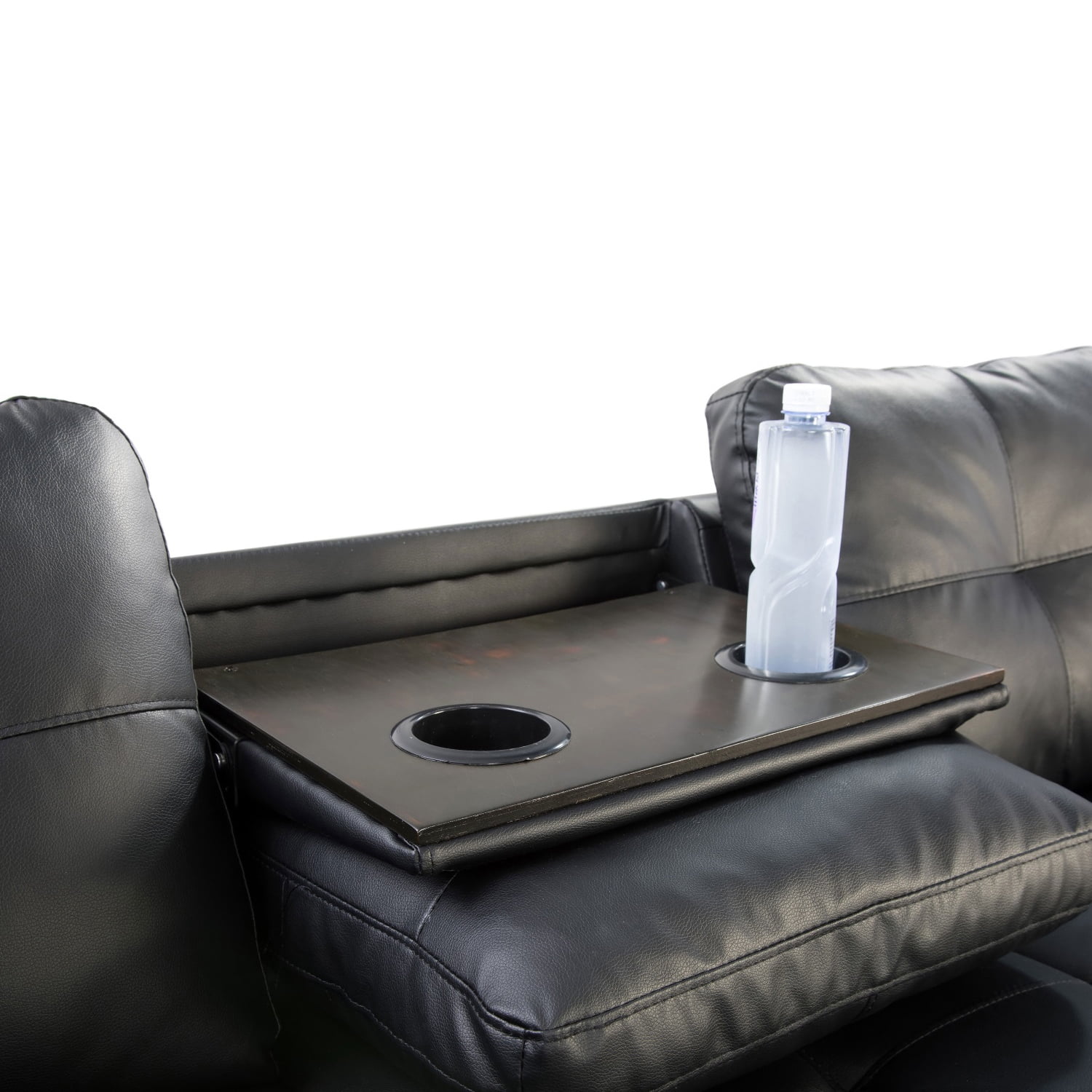 Hommoo Faux Leather Living Room Furniture Set, Modern Nailhead Trim L-Shaped Sectional Couch and Sofa Set with Cup Holder, Right Side, Black