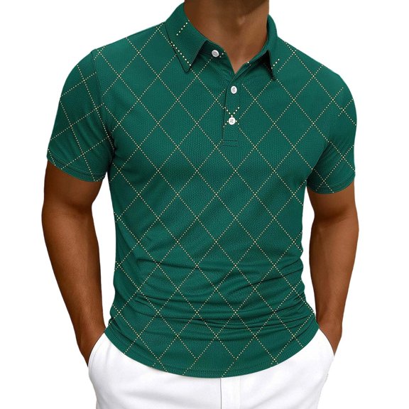 LIaqionyy Golf Shirts for Men Business Sports Short Sleeve Shirt Mens Lightweight Collared Printed Work Tops