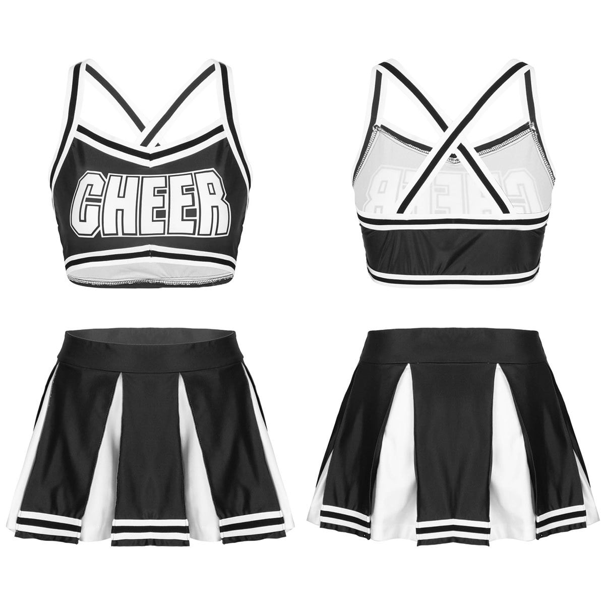 MSemis Women's Cheerleading Costumes School Girls Cheer Uniform Outfit