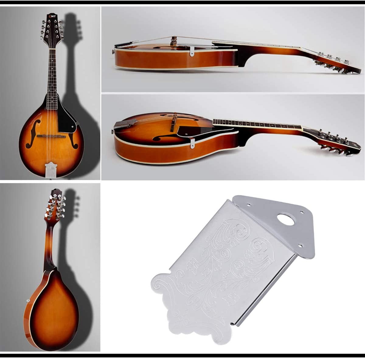 Mandolin Parts Mandolin Guitar Tailpiece with Screw Instrument Replacement Accessory Mandolin Tailpiece 