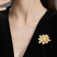 thumbnail image 3 of Grofry Elegant Flower Shape Brooch Shining Rhinestones Inlaid Faux Pearl Pin Suit Lapel Shawl Badge Coat Accessories, 3 of 8