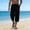 Black, variant on Mens Lightweight Cotton Capri Pants Casual Lightweight Baggy Summer Beach Elastic Waist Trousers