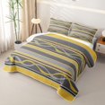 thumbnail image 3 of jejeloiu Bright Striped Quilt King,Sunny Print King Coverlet Set For Boys,Yellow Gray,3pcs, 3 of 7