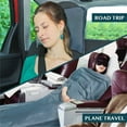 thumbnail image 6 of PAVILIA Travel Blanket and Pillow,  Arms Opening Airplane Blankets for Adults, Compact Plane Blanket with Arm Hole 2-in-1 Bag for Flight Car Camping Fit in Luggage Backpack Traveler Gift, Blue, 6 of 9