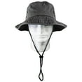 thumbnail image 5 of Wide Brim Hiking Fishing Safari Boonie Bucket Hats 100% Cotton UV Sun Protection For Men Women Outdoor Activities L/XL Black Denim, 5 of 7