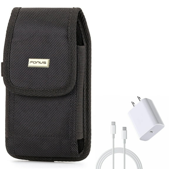 For Google Pixel 7/Pro/6a/6/Pro - Case Belt Clip w 18W Fast Home Charger, Rugged Holster Canvas, PD Type-C 6ft USB-C Cable Quick for Google Pixel 7/Pro/6a/6/Pro Phones