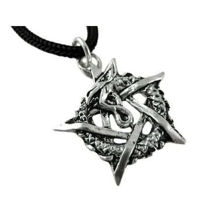 Ouroboros Pentagram Pendant W/ Cord Necklace Dragon