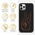 thumbnail image 4 of Case Yard Wooden Case for iPhone-12/12-Pro Soft TPU Silicone cover Slim Fit Shockproof Wood Protective Phone Cover for Girls Boys Men and Women Supports Wireless Charging Peace Hand Sign Design, 4 of 7