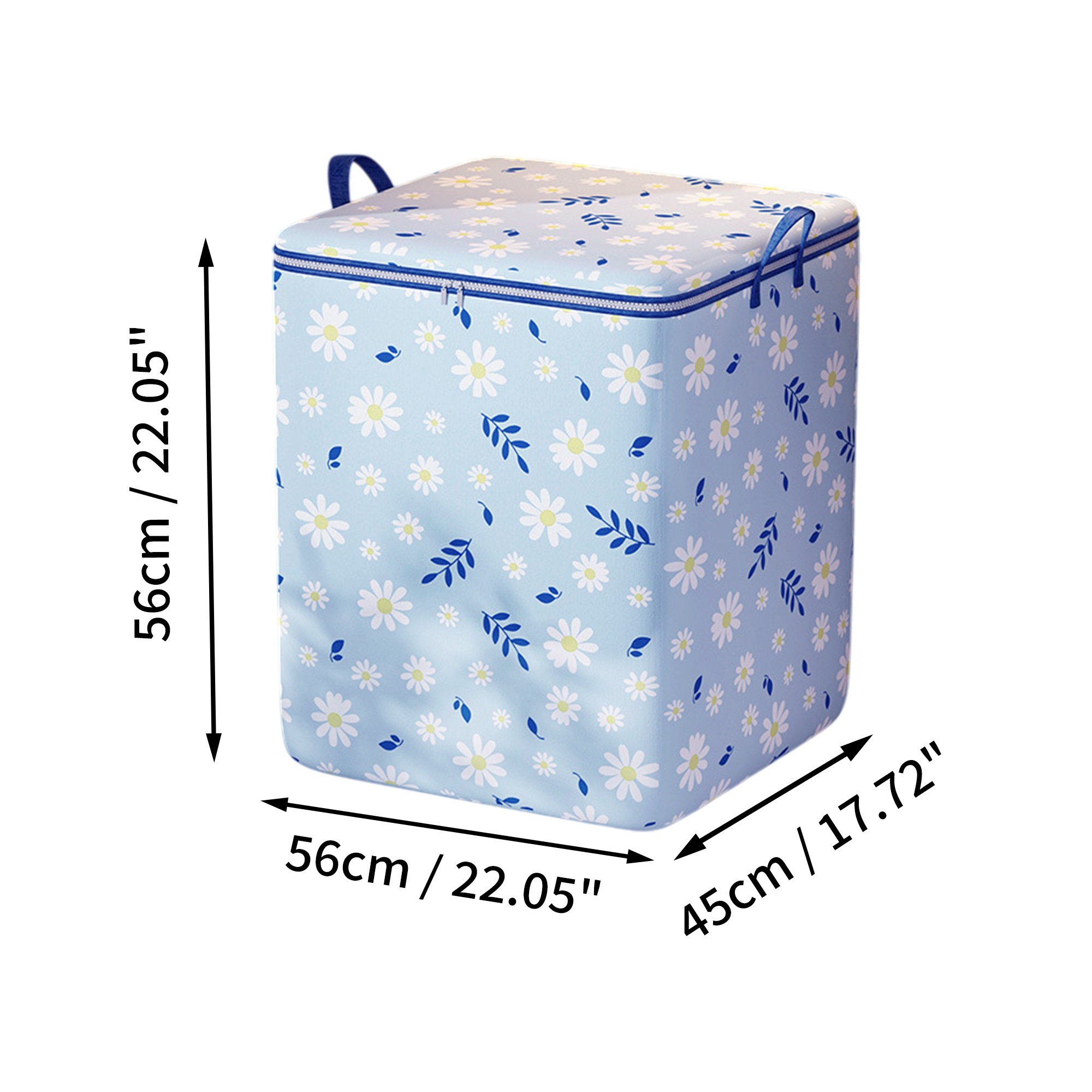 Unique Bargains Daisies Pattern Storage Bag Storage Bins 1 Pc Blue 22.05"x17.72"x22.05"