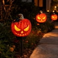 thumbnail image 7 of Solar Halloween Pumpkin Stake Lights, Outdoor Resin Jack-O-Lantern Garden Decor with Auto-On Led, Waterproof Pathway Yard Ornament for Patio Lawn Fall Party, 7 of 7