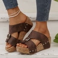 thumbnail image 1 of Slippers for Women,Slippers Comfortable Open Toe Sandals With Thick Sole For Casual Outdoor Relaxation Summer Style,Womens Slippers,Brown,8.5, 1 of 7