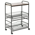 thumbnail image 1 of HOMCOM 3-Tier Rolling Kitchen Cart with 2 Pull-Out Baskets & Side Hooks, 1 of 10